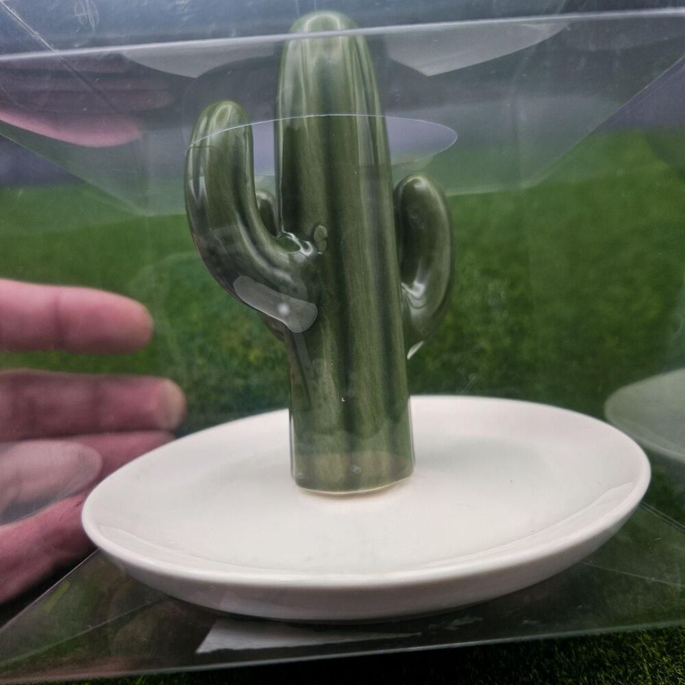 Ceramic Cactus Jewelry Dish Ring Holder